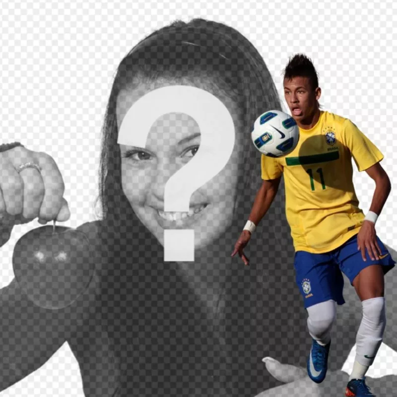Fotomontagem onde você pode adicionar uma foto ao lado de Neymar Júnior com Brasil..