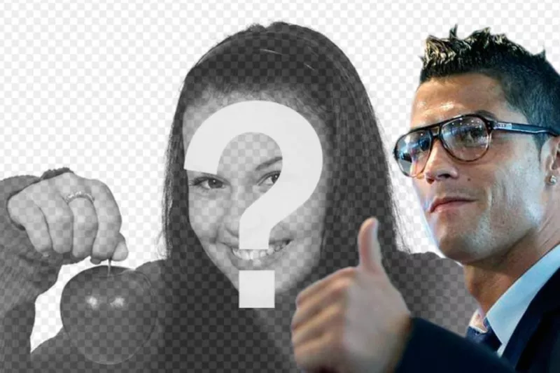 Fotomontagem em que você pode colocar em sua foto Cristiano Ronaldo fazendo o sinal..