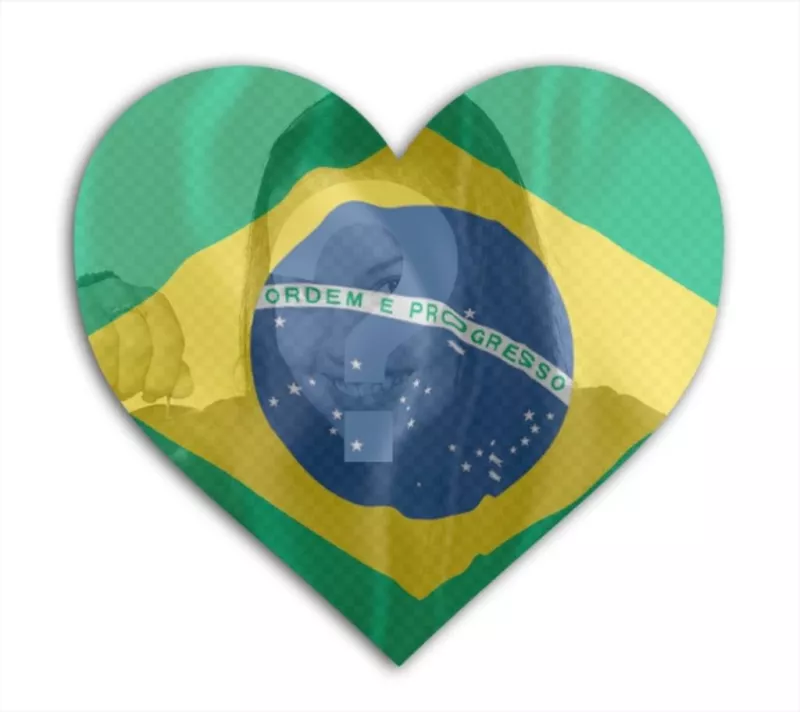 Fotomontagem para colocar a bandeira do Brasil em forma de coração com sua foto no..