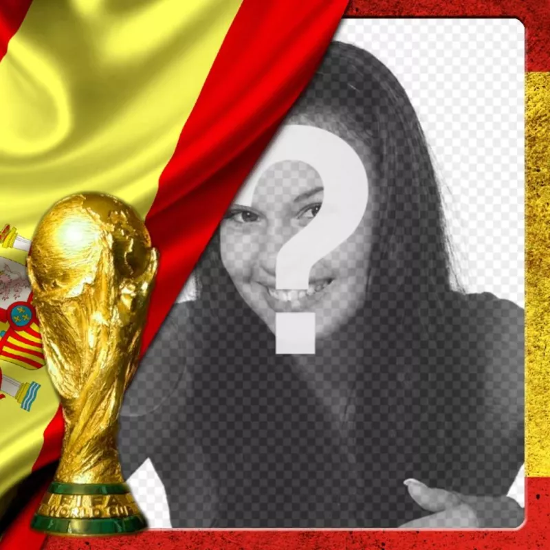 Fotomontagem com bandeira da espanha e da copa do mundo de colocar sua foto. ..