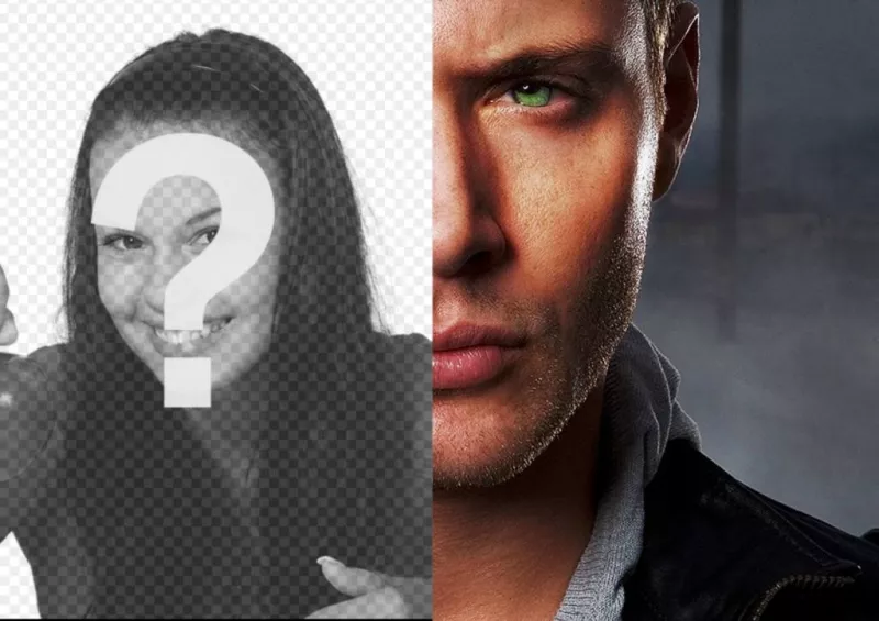 Criar uma fotomontagem fusão metade do rosto de Jensen Ackless seu rivalizing para o lado oposto. ..