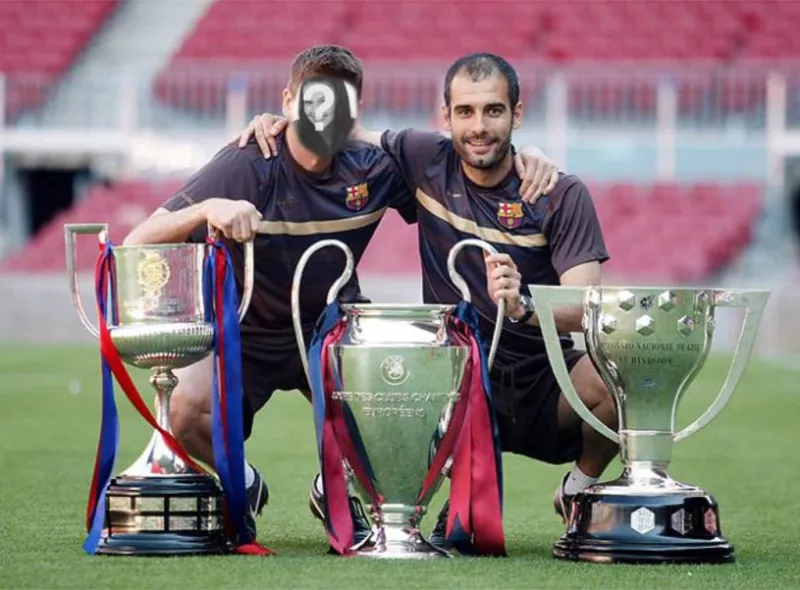 Tire uma foto com Guardiola e os agudos ganhou pelo FC Barcelona em 2009 com esta..