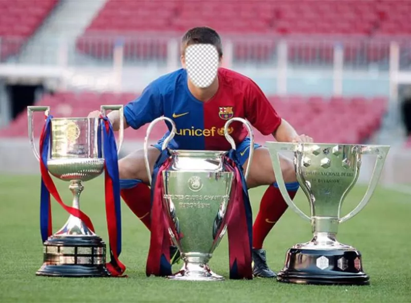Fotomontagem de Gerard Pique do FC Barcelona com três copos ..