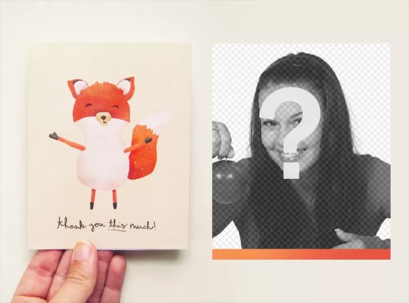 Obrigado cartão com uma raposa bonito onde você pode colocar sua foto ..