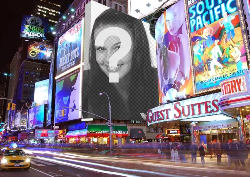 Fotomontagem com cartazes em Times Square. ..
