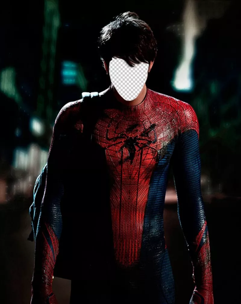 Com esta fotomontagem colocar seu rosto no corpo do Homem Aranha ..