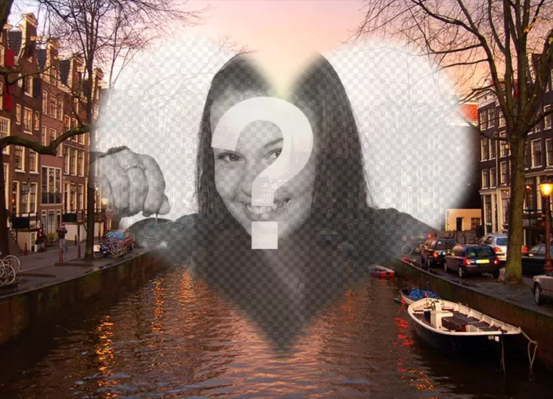 Cartão postal em um canal de Amsterdão ..