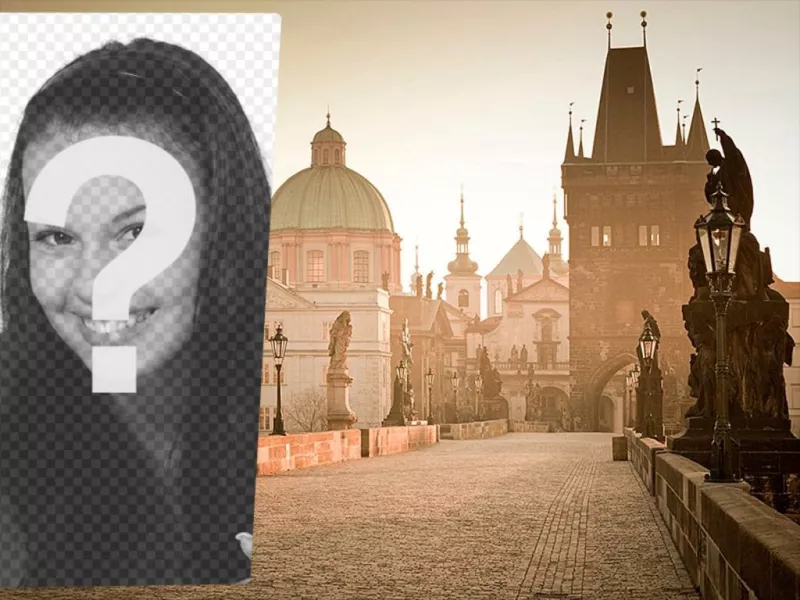 Cartão postal para colocar sua foto em uma imagem Praga ..