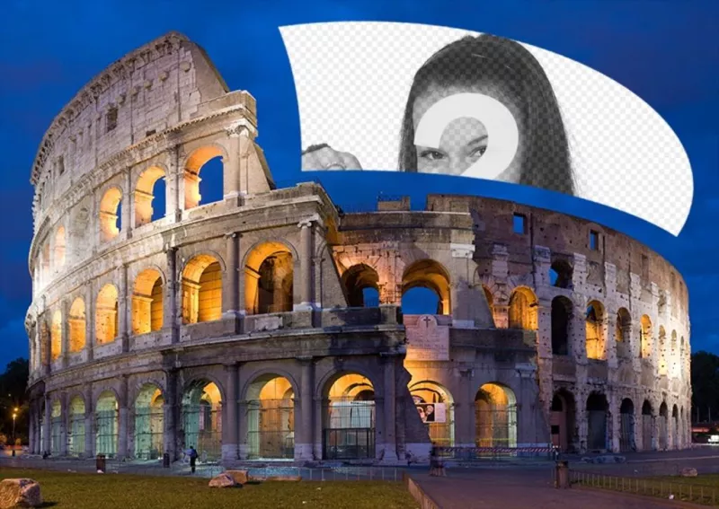 Cartão com o Coliseu de Roma com sua foto ..