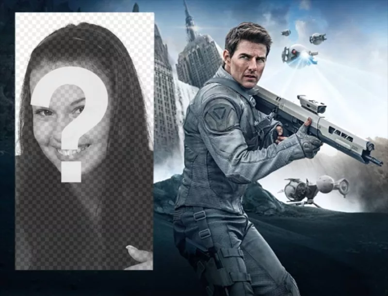Fotomontagem com Tom Cruise no filme Oblibion. ..