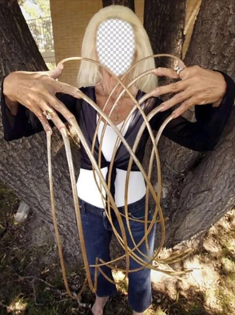 Fotomontagem da mulher com as unhas mais longas do mundo ..
