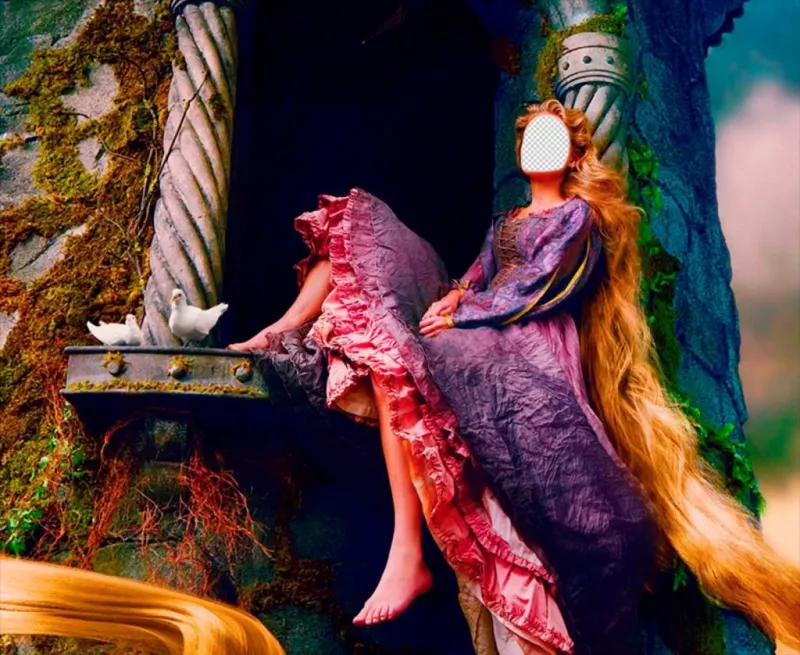 Com esta fotomontagem você será o conto da princesa Rapunzel em sua torre. ..