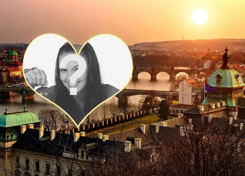 Cartão com uma imagem de Praga para colocar seu coração em forma de imagem ..