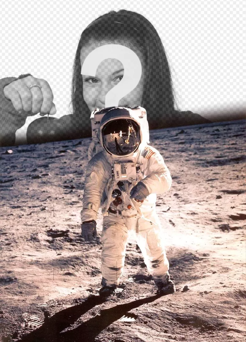 Fotomontagem com a famosa foto de Neil Armstrong na Lua ..
