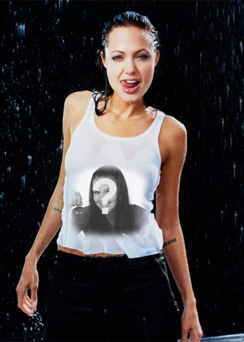 Coloque sua foto na camisa da sexy Angelina..