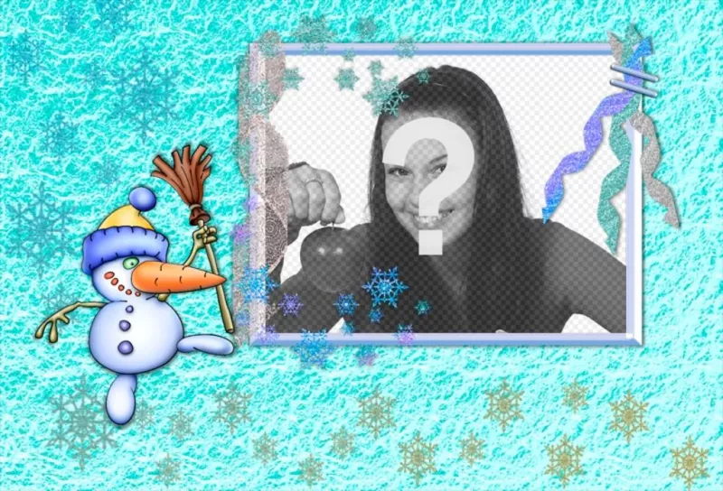 Cartão de Natal com um boneco de neve divertido. ..