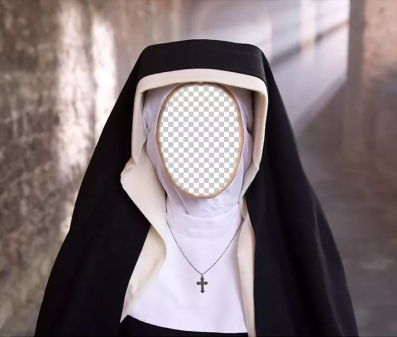 Fotomontagem de uma freira para colocar a foto do seu rosto. ..