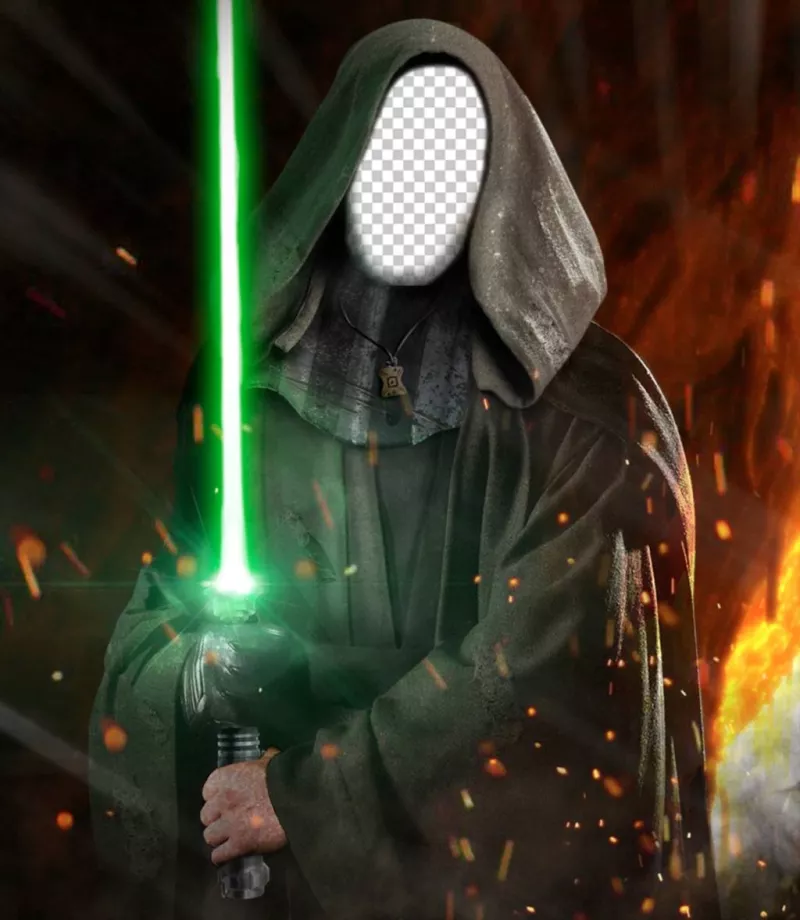 Fotomontagem para colocar sua foto no rosto de Luke Skywalker de Star Wars ..