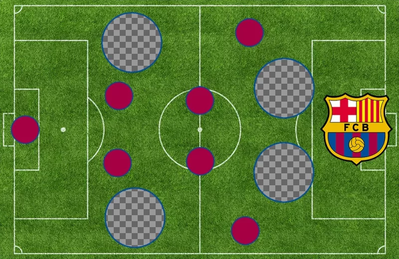 Alinhamento do FC Barcelona na quadra para adicionar 4 fotos ..