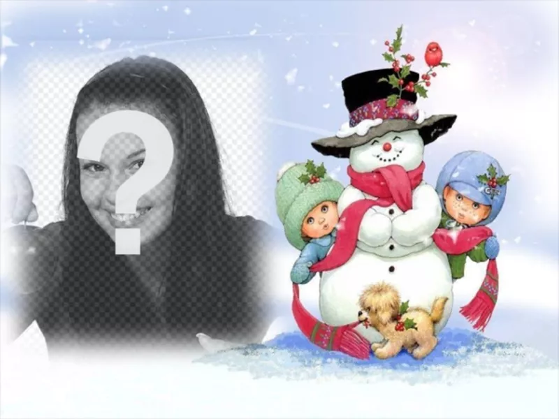 Cartão de Natal com boneco de neve ea altura da..