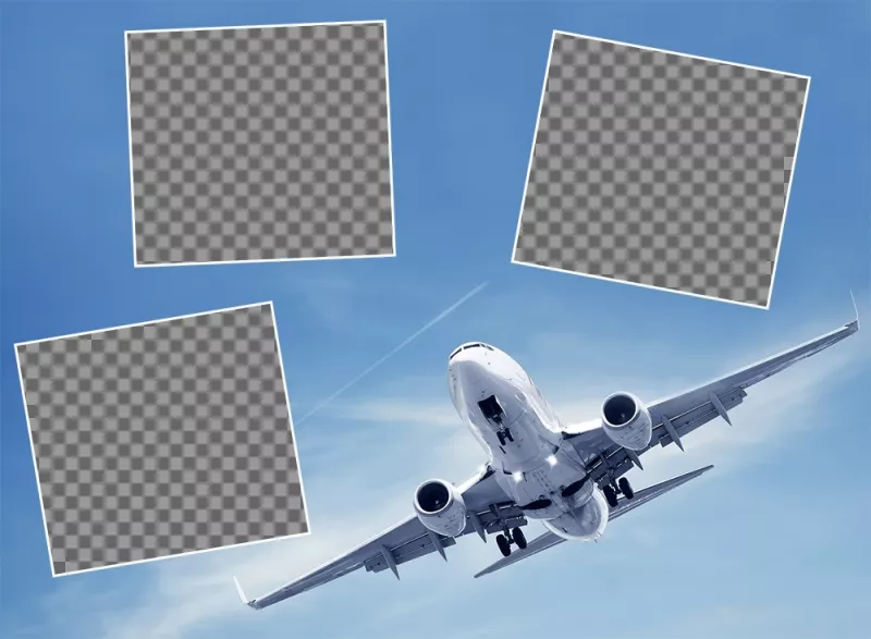 colagem livre para três fotos com um ideal avião para viajantes ..