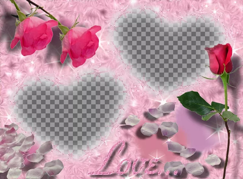 Cartão para o seu amor, coração com rosa. Personalizável com 2..