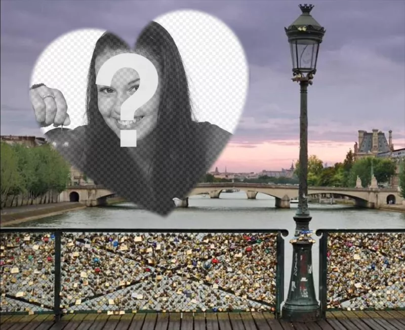 efeito da foto com a ponte de cadeados do amor em Paris para adicionar seu ..