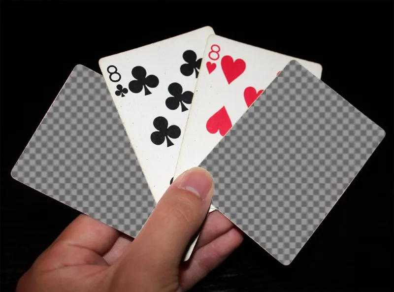 Publique as duas fotos para um jogo de quatro cartões pker com este efeito em linha ..