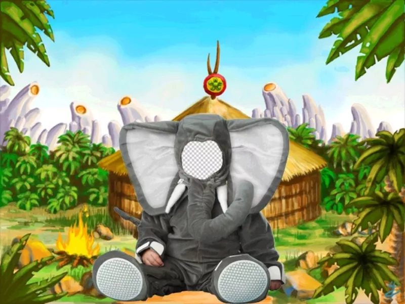 A montagem de um traje de elefante virtual para crianças ..
