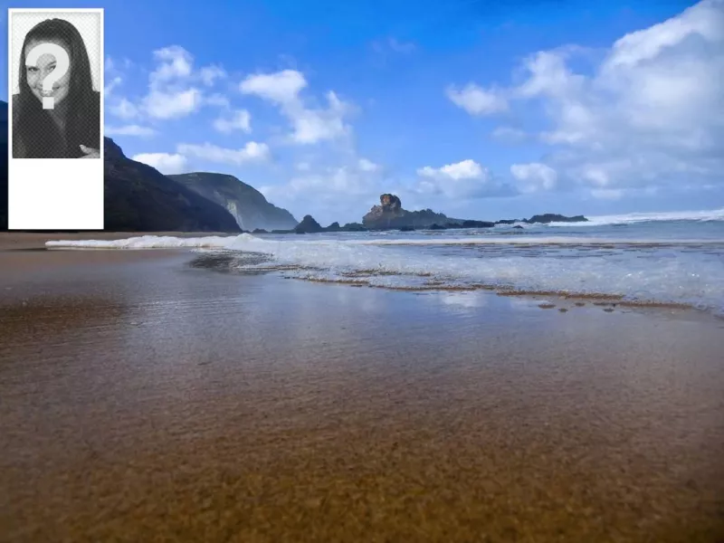 Fundo do Twitter com sua foto em um quadro com a paisagem do litoral montanhoso com..