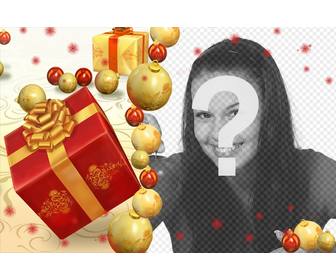 cartão natal on-line com presentes adicionar seu retrato
