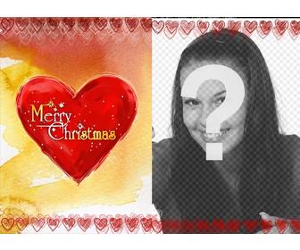 o quadro da foto cartão natal com um coracão qual escrito merry christmas