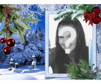 cartão natal com sua foto em um quadro retangular branco