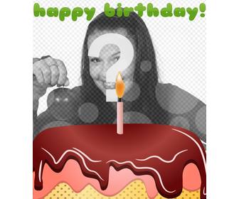 cartão do aniversario com um bolo e feliz aniversario verde