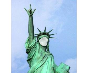 fotomontagem em voce vai colocar seu rosto nesta estatua peculiar da liberdade