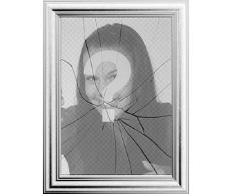 moldura digital sua imagem sera refletido em um espelho quebrado pode curioso efeito um porta-retrato com o vidro quebrado