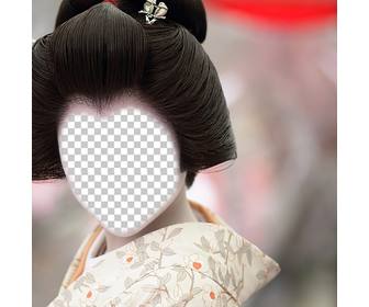 fotomontagem gueixa japonesa adicionar o seu rosto em linha
