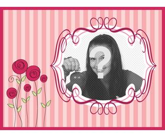 cartão postal dia das mães com fundo rosa com flores colocar sua foto e texto felicita-la