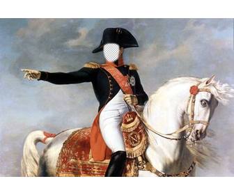 fotomontagem com napoleão bonaparte em seu cavalo