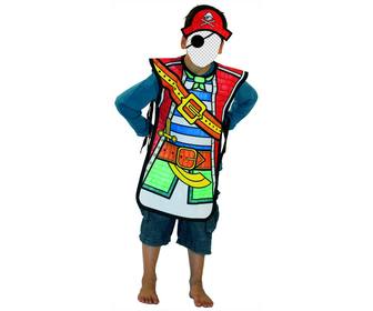 fotomontagem traje do pirata crianca colocar um rosto