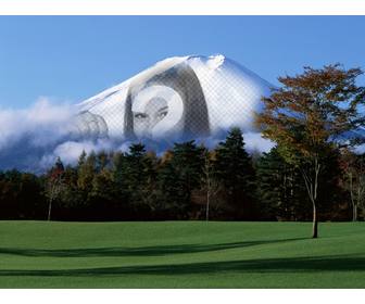 fotomontagem com paisagem japonesa com montanha fuji ao fundo em sua imagem on-line carregado ira aparecer desbotada