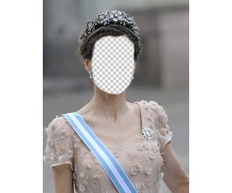 fotomontagem da princesa letizia com uma grande coroa inserir sua foto