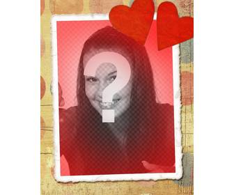 cartão amor com sua foto tom vermelho e dois coracões