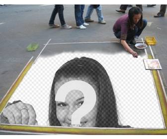fotomontagem inserir sua imagem chão pintado um artista rua
