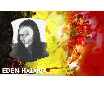 montagem com eden hazard jovem selecão futebol belga