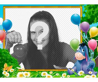 quadro aniversario criancas com igor o burro winnie the pooh com balões sua foto