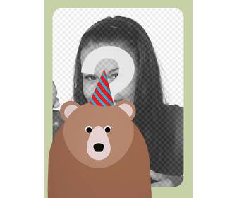 moldura foto aniversario com um urso
