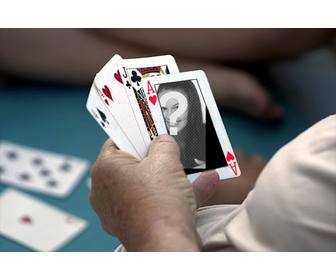 Fotomontagem para colocar sua foto em um ás de copas em um jogo de poker.