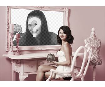 fotomontagem com selena gomez colocar sua foto ao lado dela em um espelho efeito online