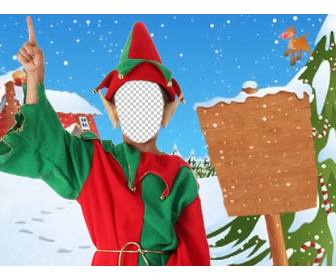 fotomontagem e cartaz elf enviar cartão natal